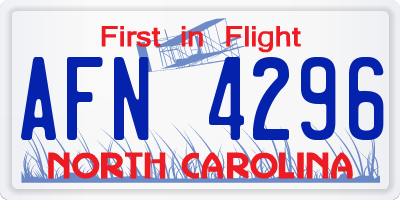 NC license plate AFN4296