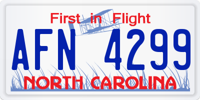 NC license plate AFN4299