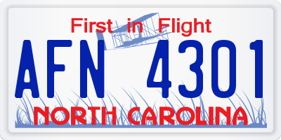 NC license plate AFN4301