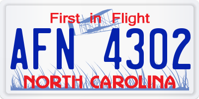NC license plate AFN4302