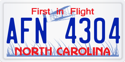 NC license plate AFN4304