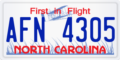 NC license plate AFN4305