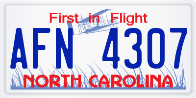 NC license plate AFN4307