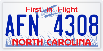 NC license plate AFN4308