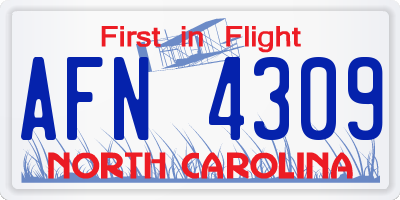 NC license plate AFN4309