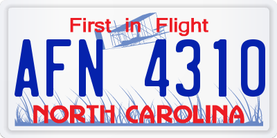 NC license plate AFN4310