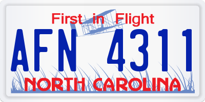 NC license plate AFN4311