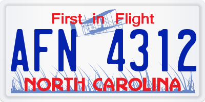 NC license plate AFN4312