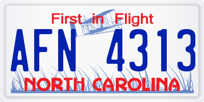NC license plate AFN4313