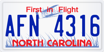 NC license plate AFN4316
