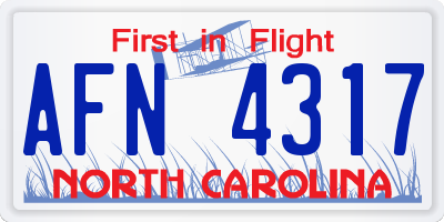 NC license plate AFN4317