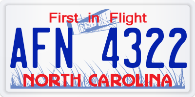 NC license plate AFN4322