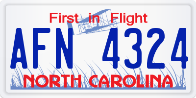 NC license plate AFN4324