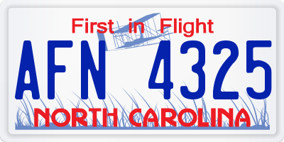 NC license plate AFN4325