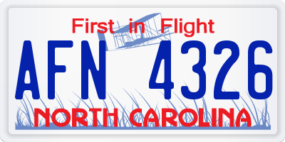 NC license plate AFN4326