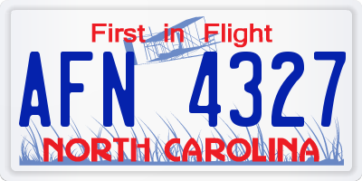 NC license plate AFN4327