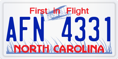 NC license plate AFN4331