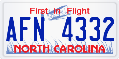 NC license plate AFN4332