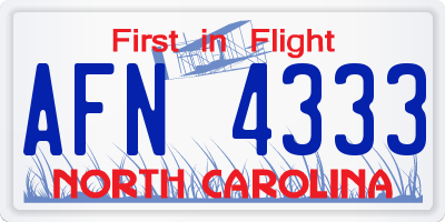 NC license plate AFN4333