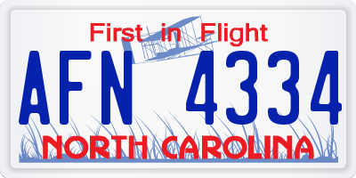 NC license plate AFN4334