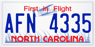 NC license plate AFN4335