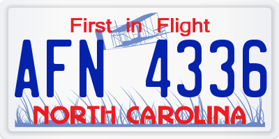 NC license plate AFN4336