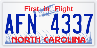 NC license plate AFN4337