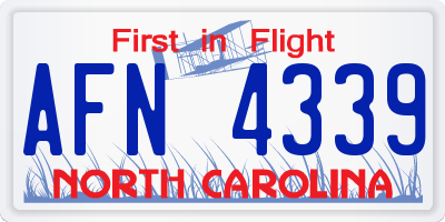 NC license plate AFN4339
