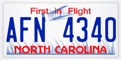 NC license plate AFN4340
