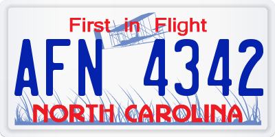 NC license plate AFN4342