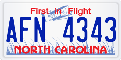 NC license plate AFN4343