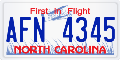 NC license plate AFN4345