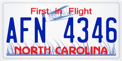 NC license plate AFN4346