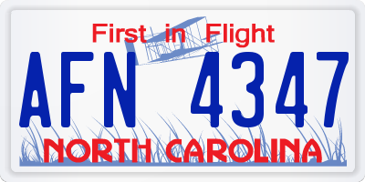 NC license plate AFN4347