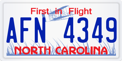 NC license plate AFN4349