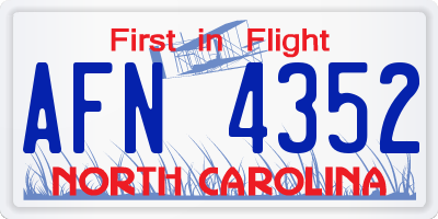 NC license plate AFN4352
