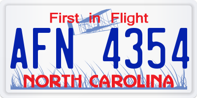 NC license plate AFN4354