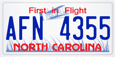 NC license plate AFN4355