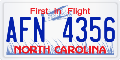 NC license plate AFN4356