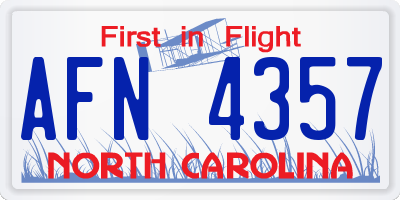 NC license plate AFN4357