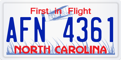 NC license plate AFN4361