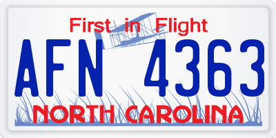 NC license plate AFN4363