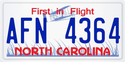NC license plate AFN4364
