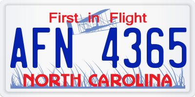 NC license plate AFN4365
