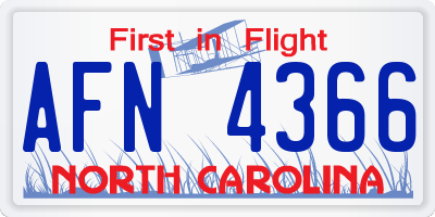 NC license plate AFN4366