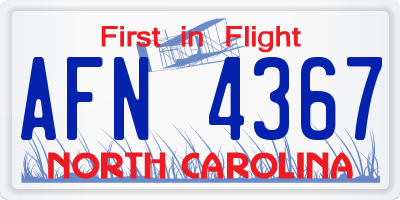 NC license plate AFN4367