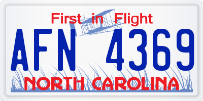NC license plate AFN4369