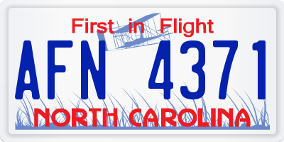 NC license plate AFN4371