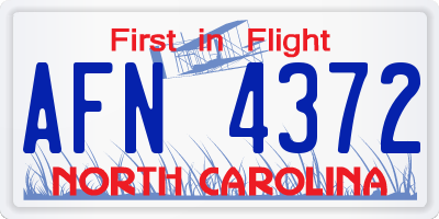 NC license plate AFN4372