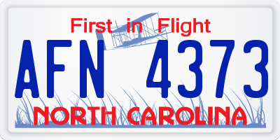 NC license plate AFN4373